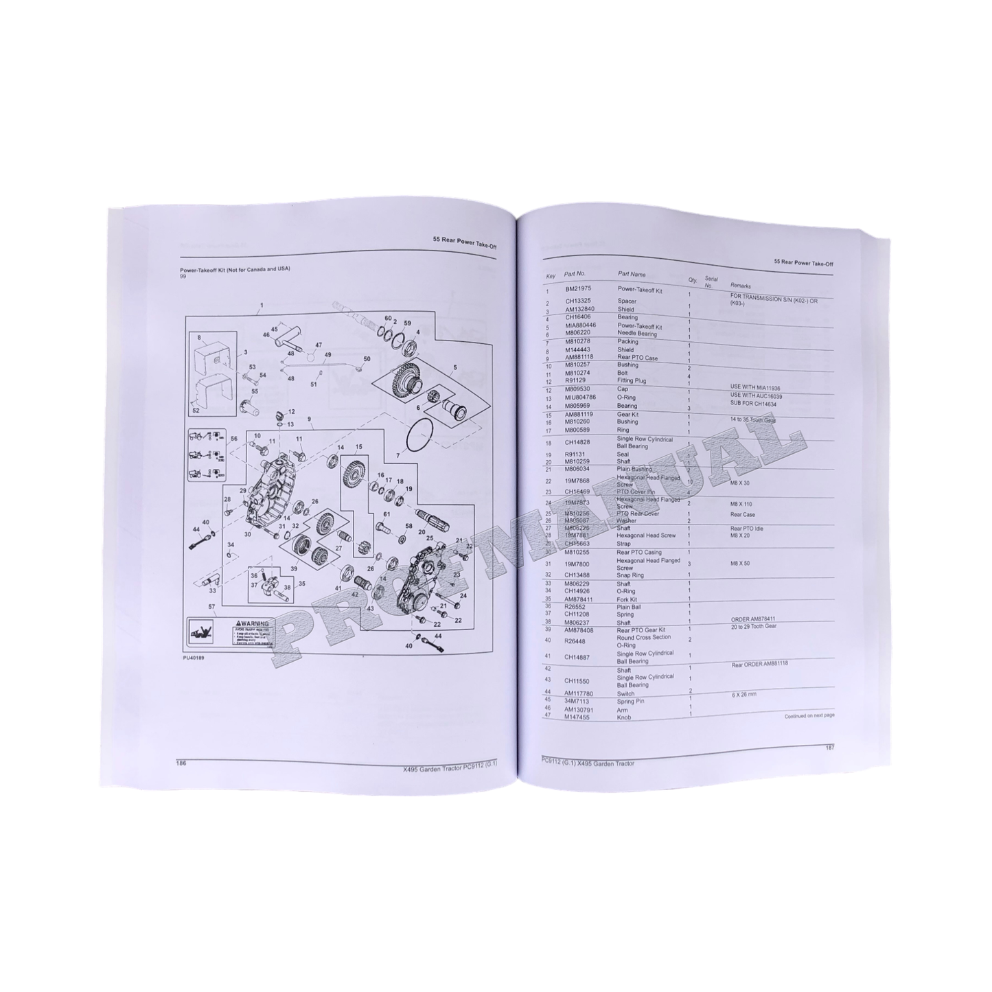 MANUEL DU CATALOGUE DES PIÈCES DU TRACTEUR JOHN DEERE X495 