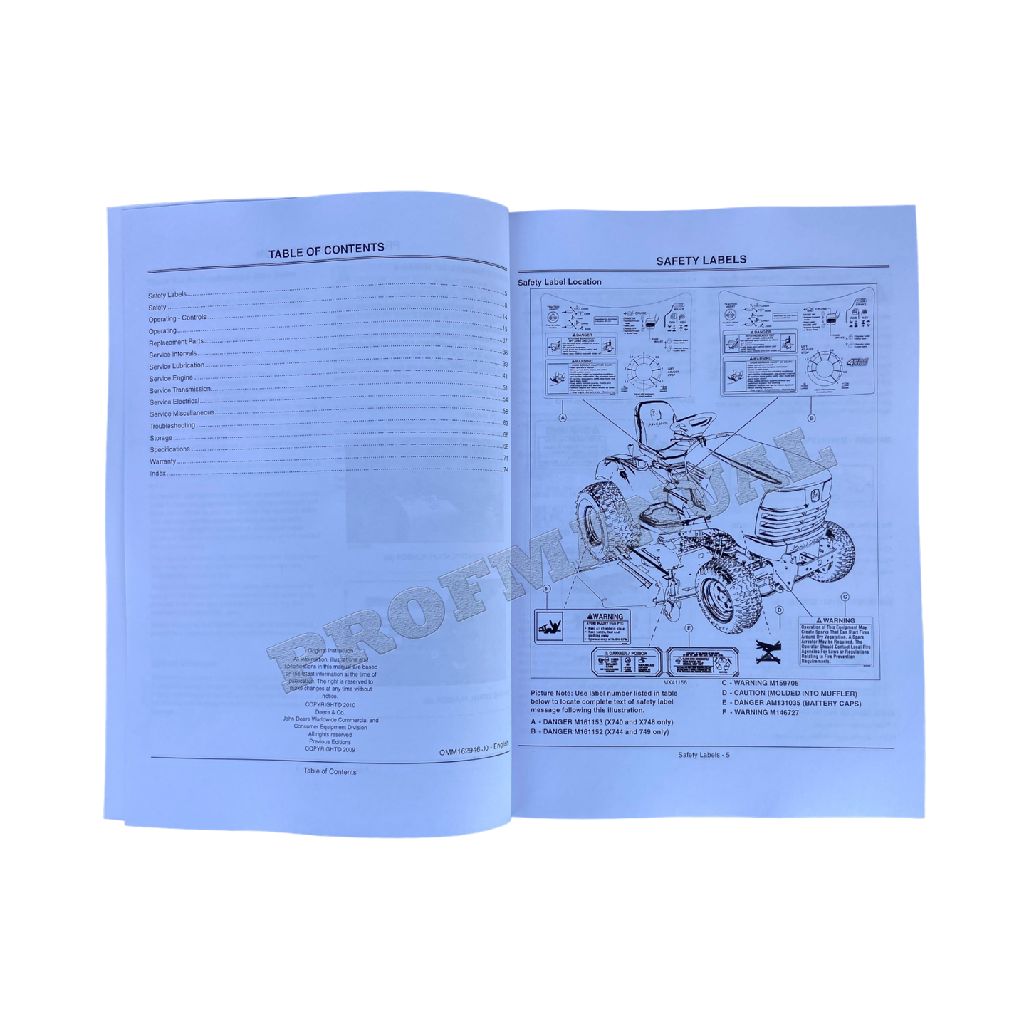 JOHN DEERE X740 X744 X748 X749 TRAKTOR-BETRIEBSHANDBUCH Serie 60001-70000