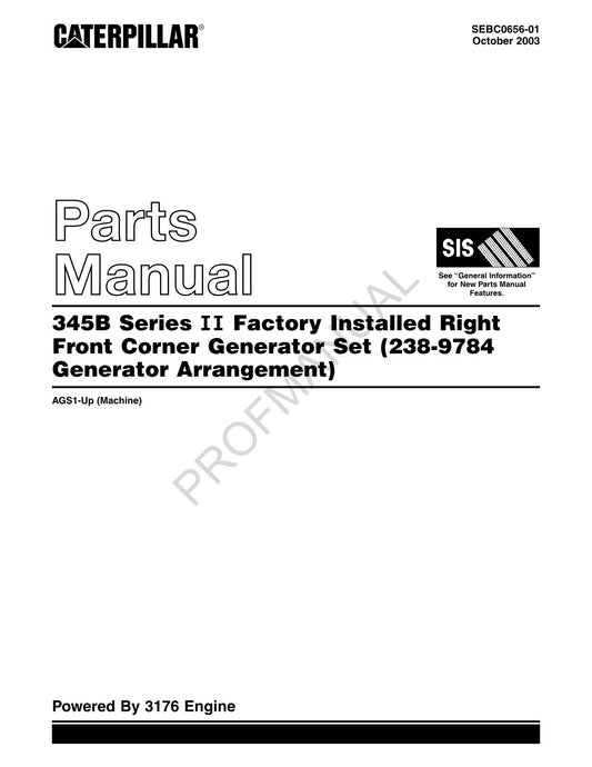 Caterpillar 345B Serie II Fabrik Generator Set 238 9784 Teilekatalog Handbuch