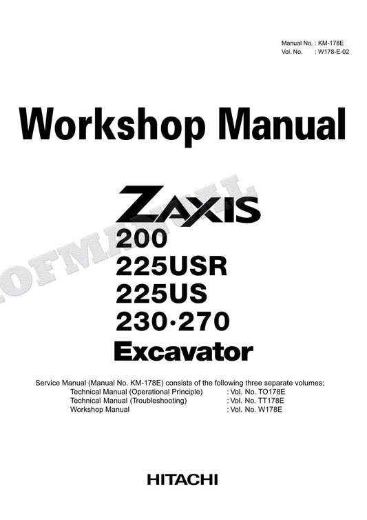 HITACHI ZX200 ZX225USR Excavator Repair Workshop Service manual