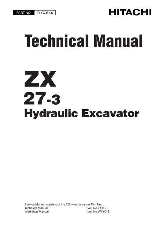 Hitachi ZX27-3 Excavator Service Manual with Schemes