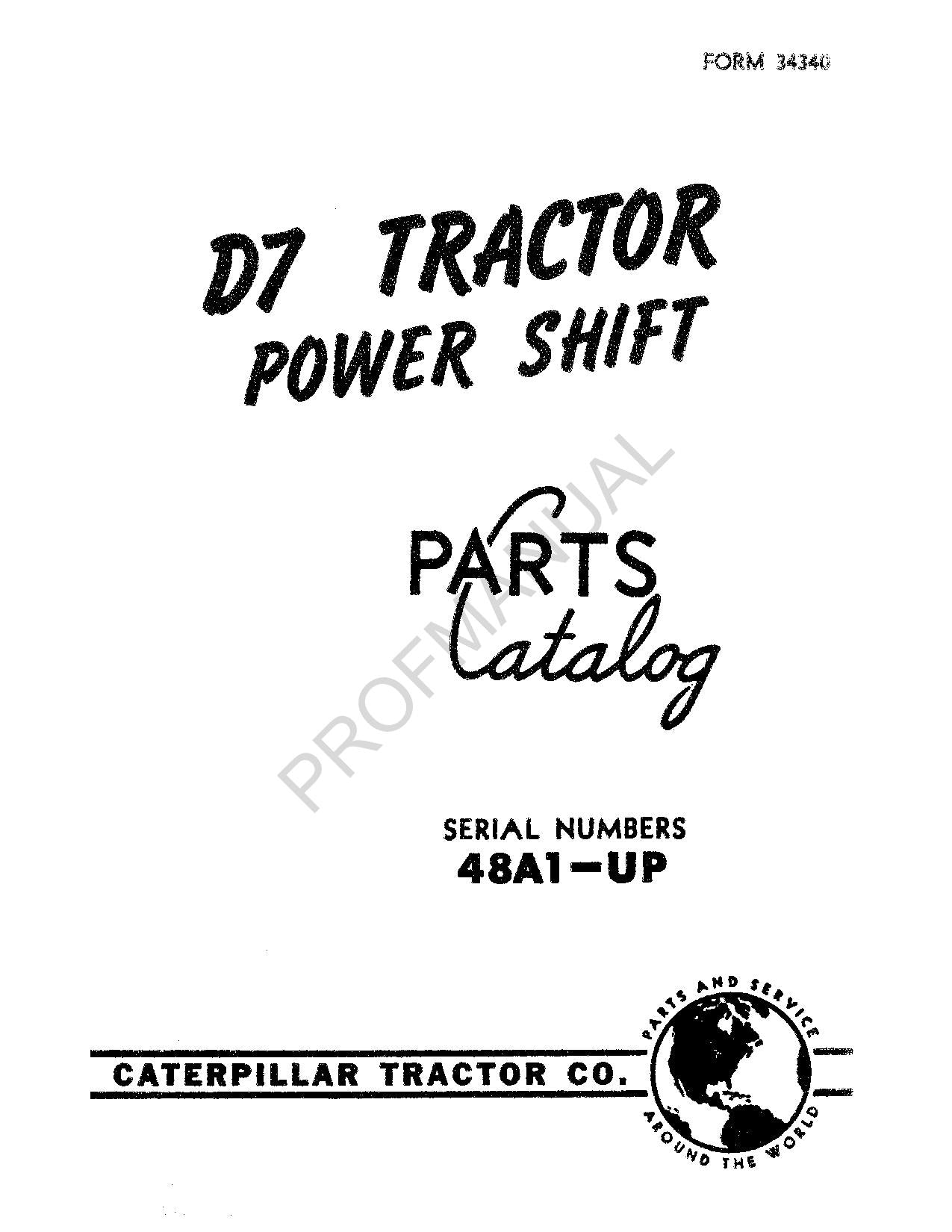 Caterpillar Cat D7 Tractor Parts Catalog Manual ser 48A1-Up