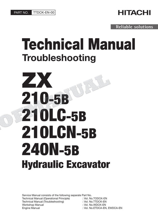 HITACHI ZX210-5B ZX210LC-5B Excavator Service Manual Troubleshooting Big Schemes