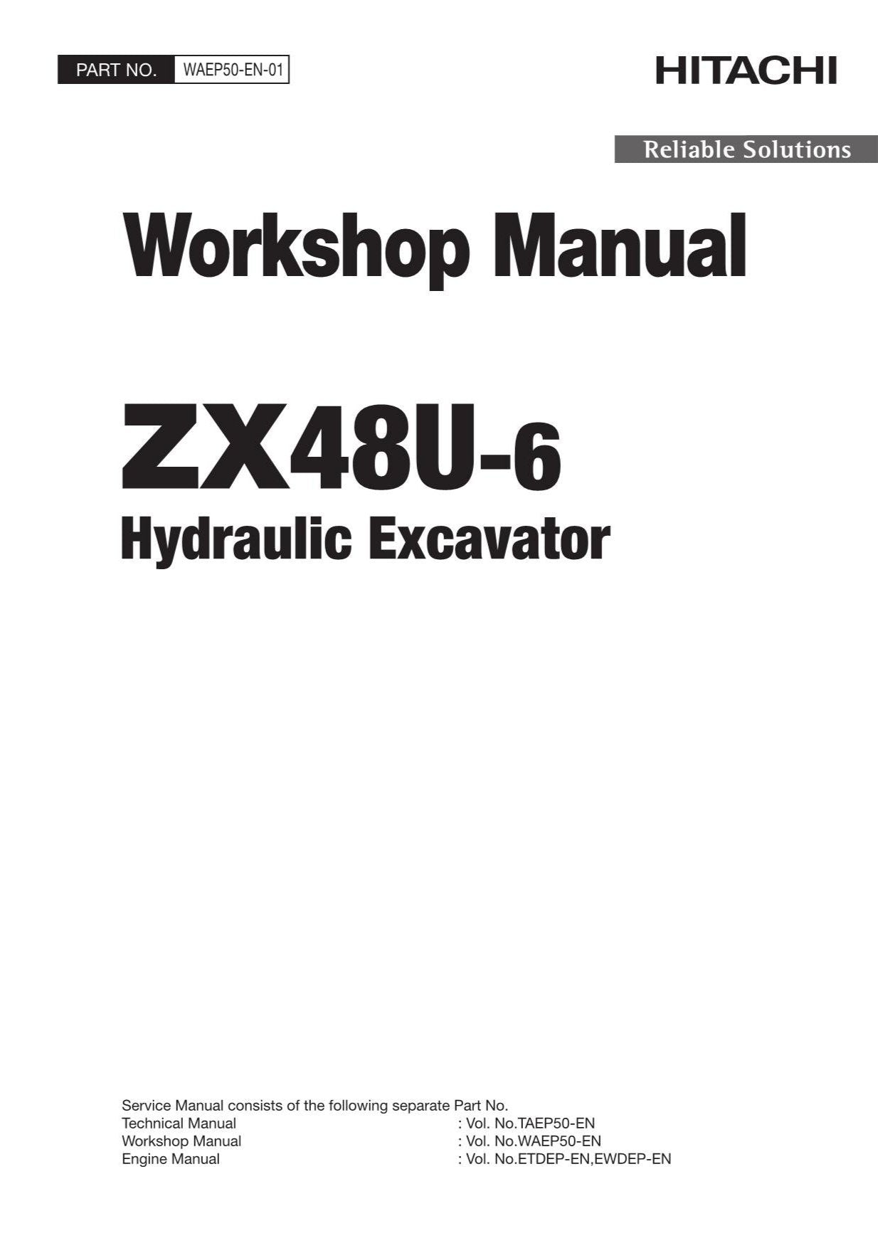 Hitachi ZX48U-6 Excavator Workshop Service Repair manual