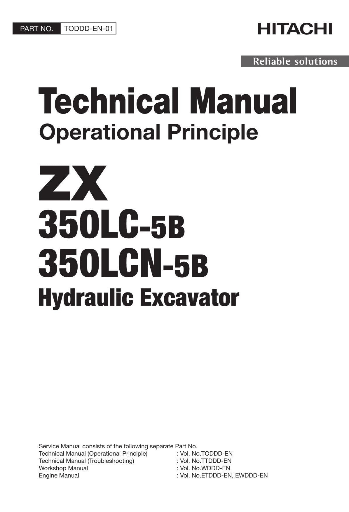 Hitachi zx350LCN-5B Excavator Operational Principle Service manual TODDD-EN-01