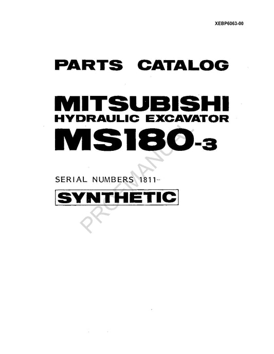 Manuel du catalogue des pièces détachées pour excavatrice hydraulique Caterpillar MS180 3 Mitsubishi 1811-Up