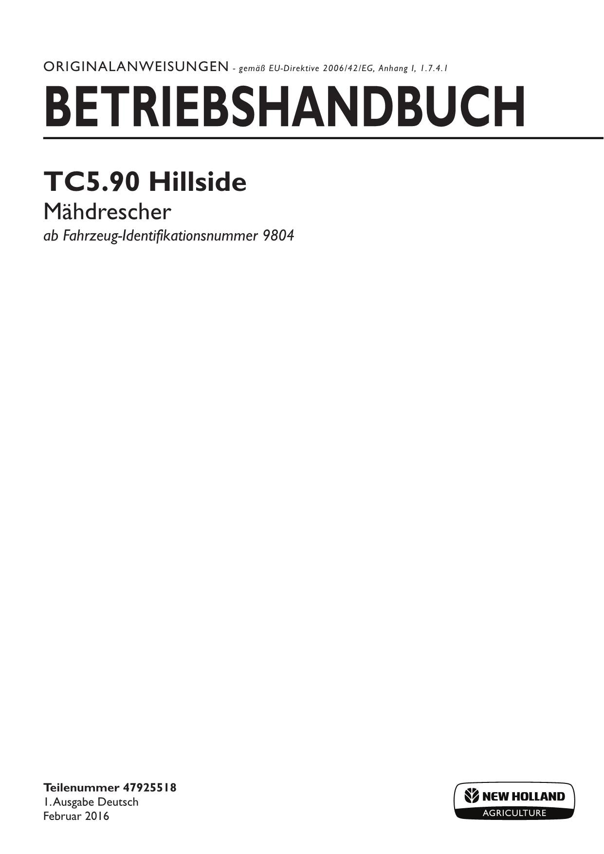 New Holland TC5 90 Hillside Manuel d'instructions pour véhicules