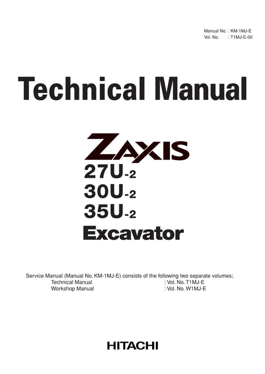 Hitachi ZX27U-2 ZX30U-2 ZX35U-2 Excavator Service Manual with Schemes