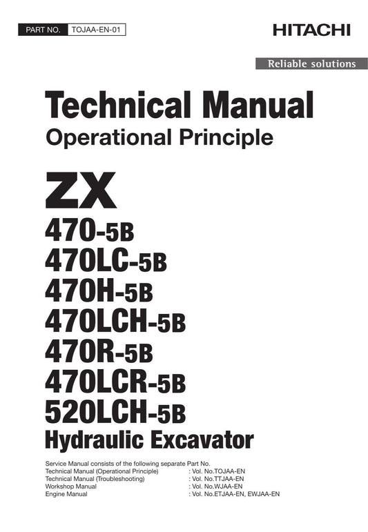 Hitachi ZX470LCR-5B ZX520LCH-5B Excavator Operational Principle Service manual