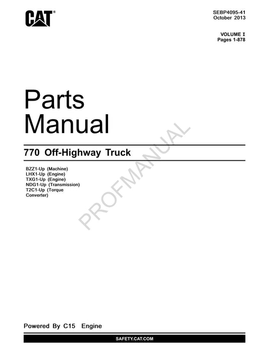 Caterpillar Cat 770 Off Highway Truck Parts Manaual Parts Catalog Manual