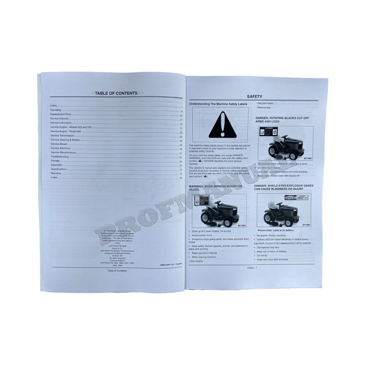 JOHN DEERE 325 345 335 TRAKTOR-BETRIEBSHANDBUCH