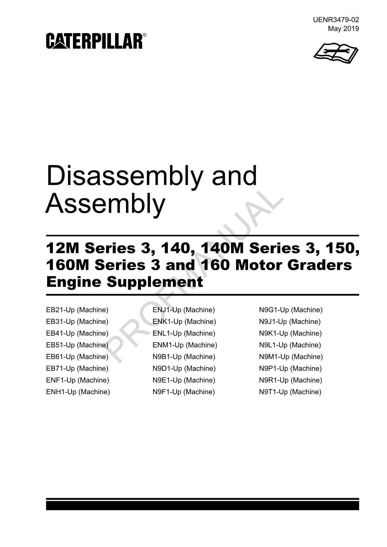 Caterpillar 12M 140 140M Ser3 160 GRADER Motorzubehör Demontage und Montage Wartungshandbuch