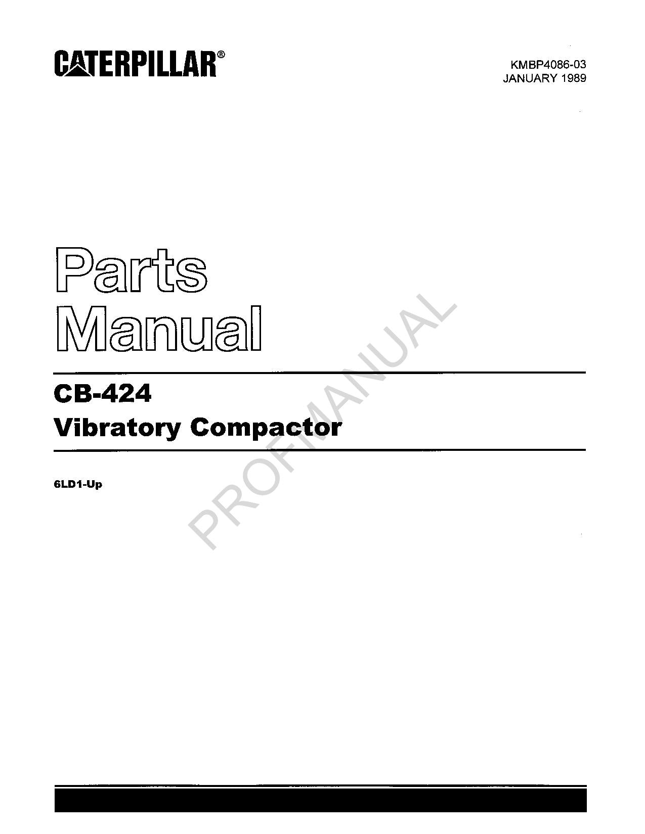 Caterpillar Cat CB 424 Vibratory Compactor Parts Catalog Manual