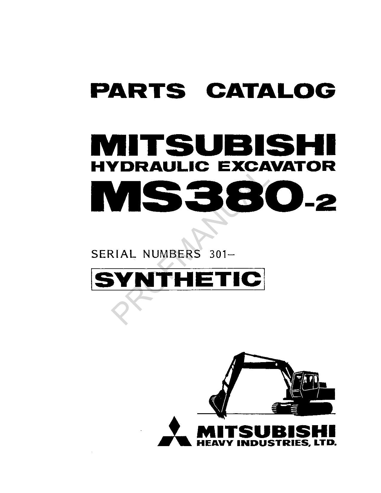 Caterpillar Cat MS380 2 Mitsubishi Hydraulic Excavator Parts Catalog Manual