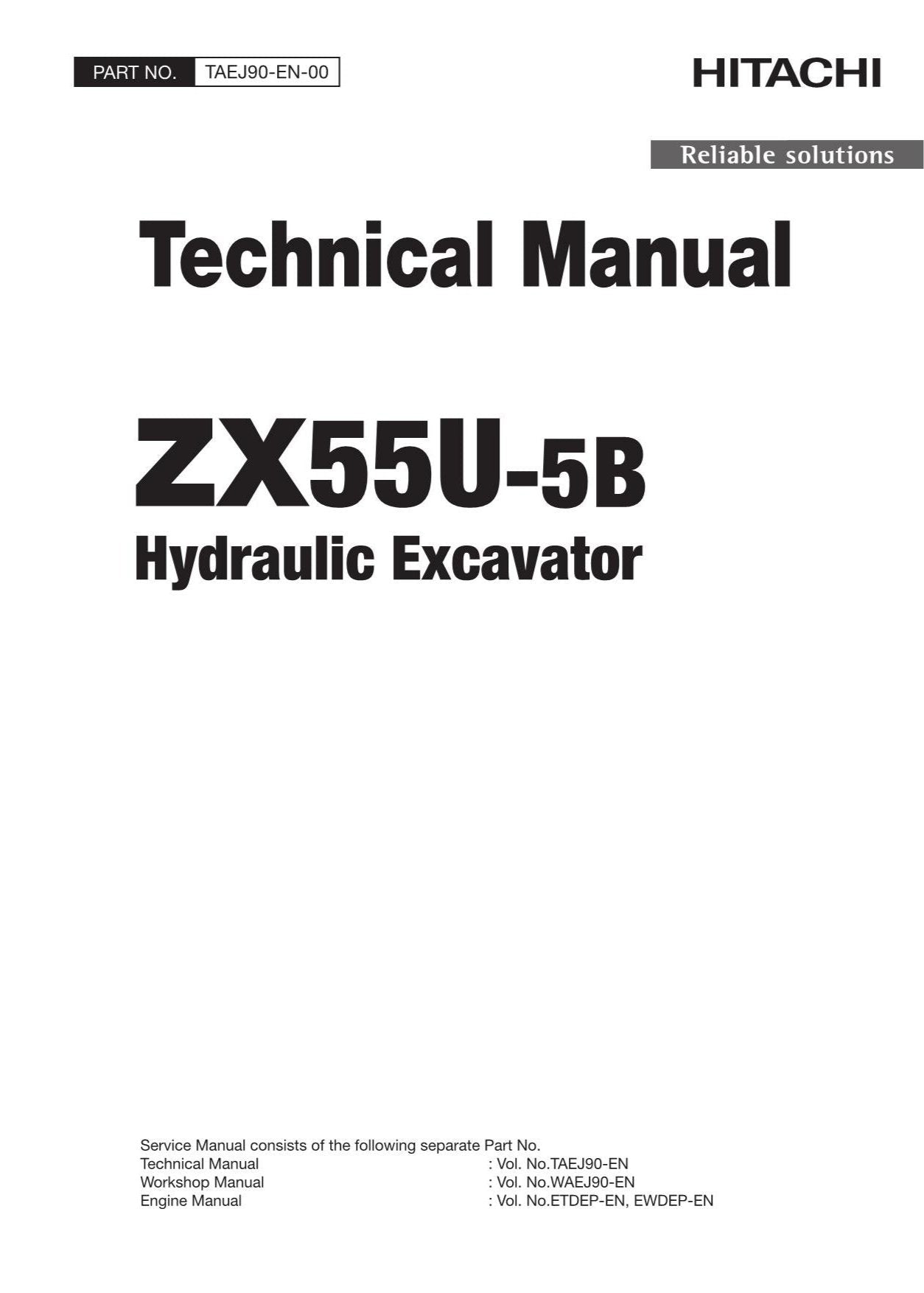 Hitachi ZX55U-5B Excavator Service Manual with Schemes