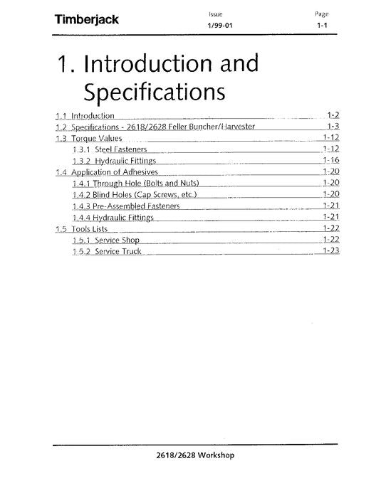 JOHN DEERE 2618 2628 TRACKED FELLER BUNCHER SERVICE MANUAL s-n 969029