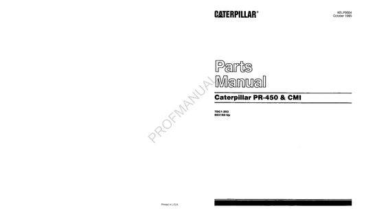 Caterpillar Cat PR 450 CMI Planer Parts Catalog Manual