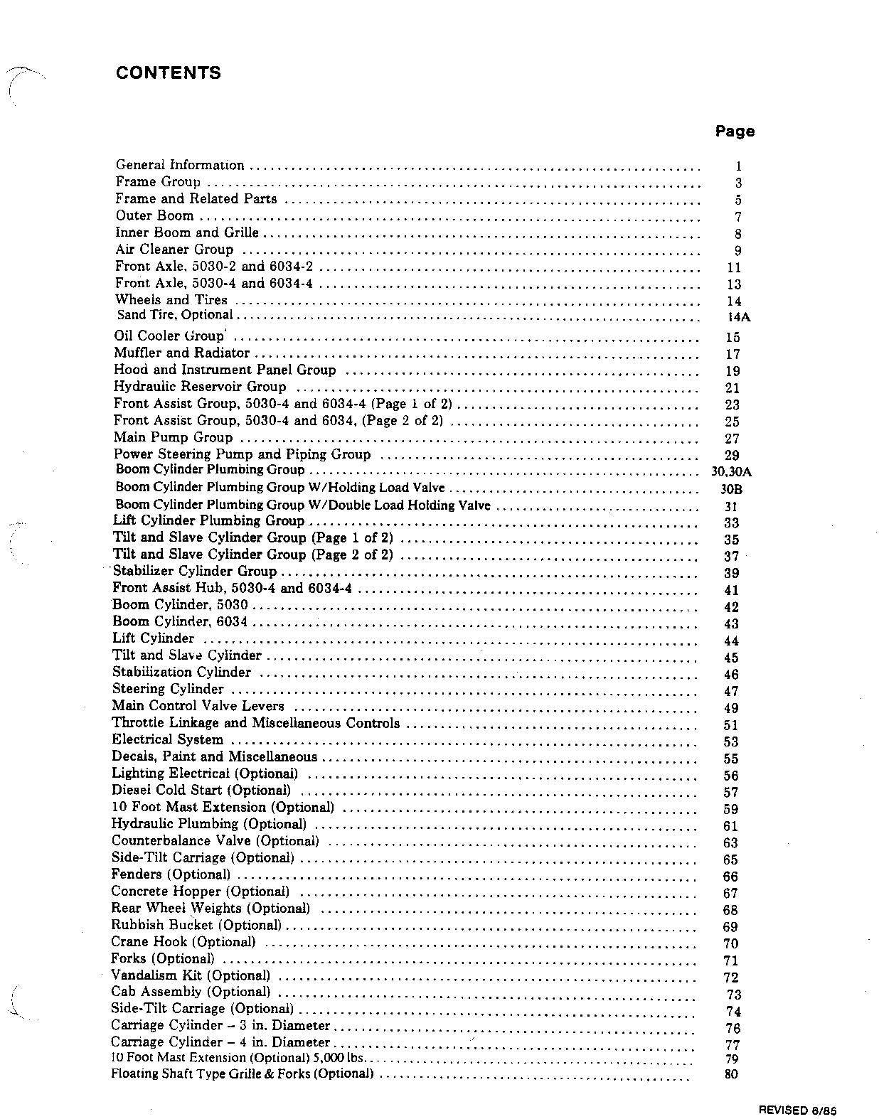 SKYTRAK 5030 6034 Telehandler Parts Catalog Manual