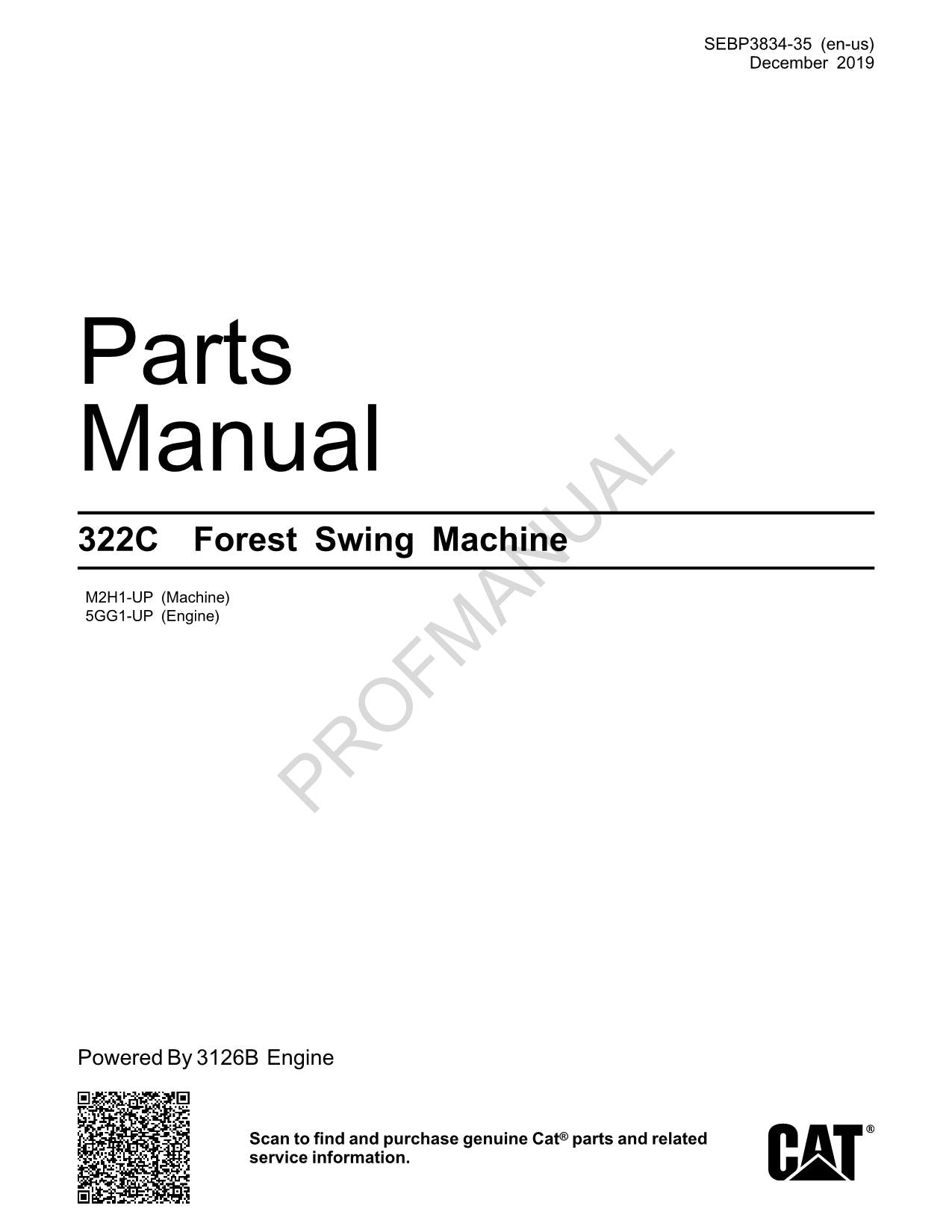 Ersatzteilkatalog für die Caterpillar 322C Forest Swing-Maschine