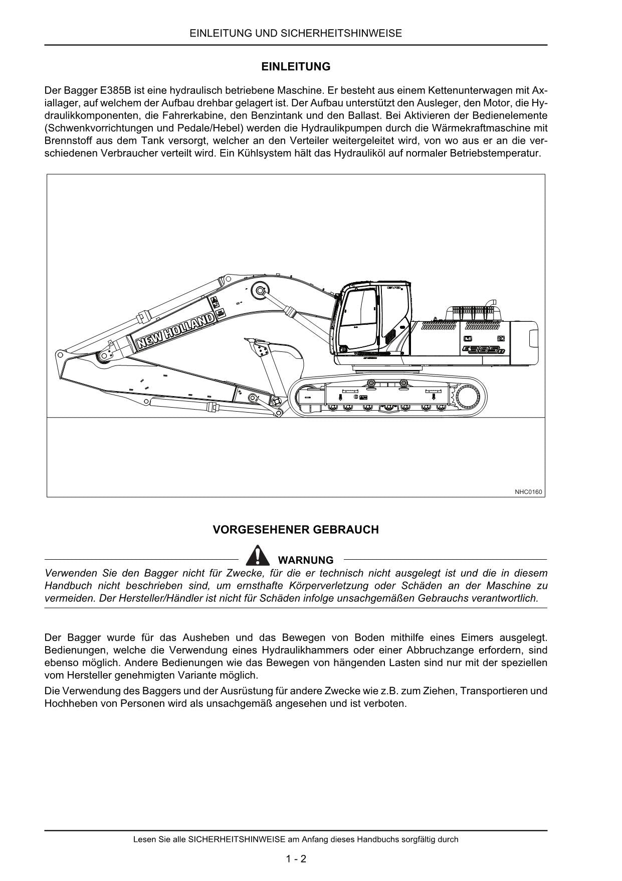 New Holland E385B Bagger Manuel d'instructions