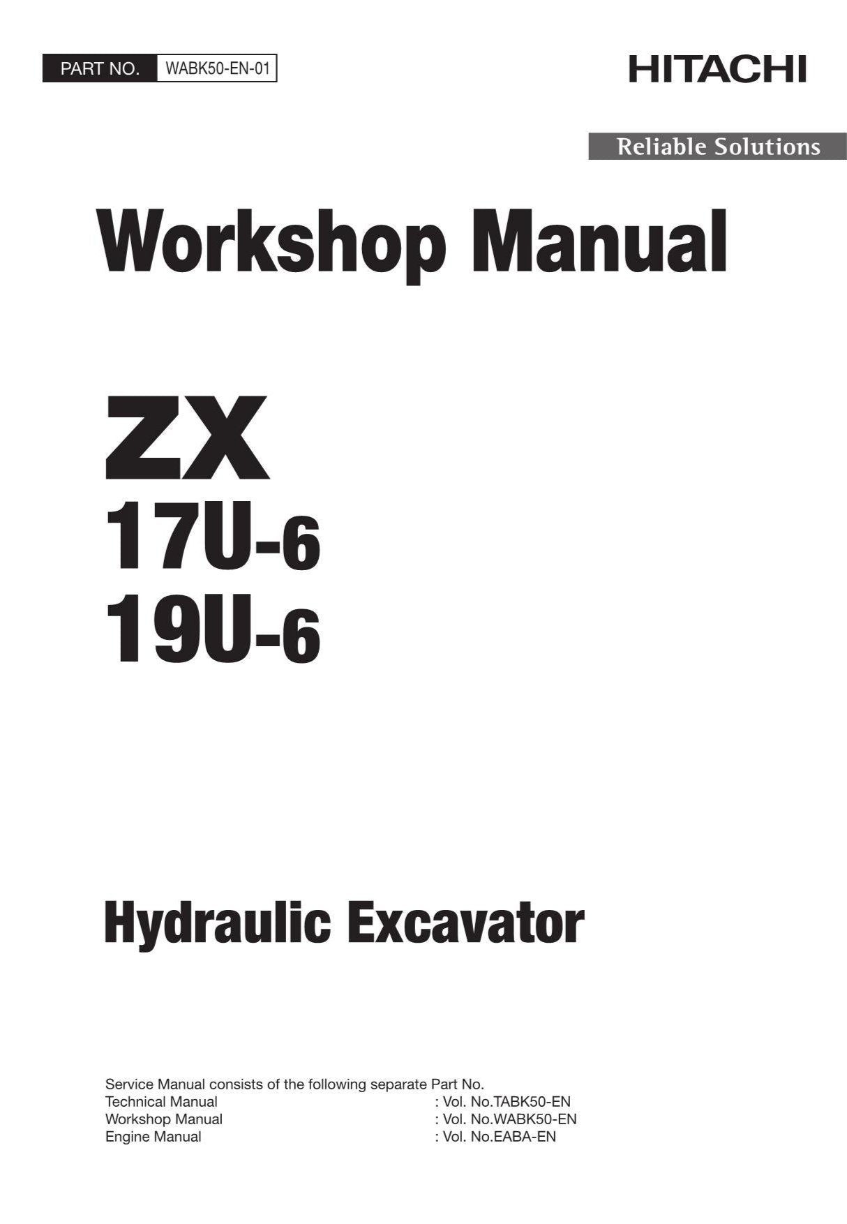 Hitachi ZX17U-6 ZX19U-6 Excavator Workshop Service Repair manual