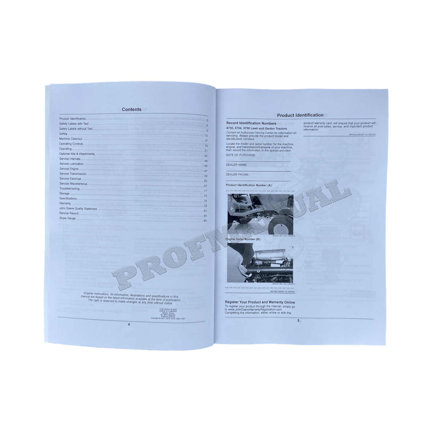 JOHN DEERE X750 X754 X758 TRACTOR OPERATORS MANUAL SER 110001-