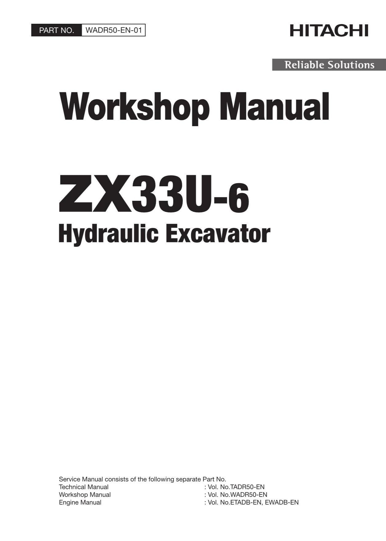 Hitachi ZX33U-6 Excavator Workshop Service Repair manual WADR50-EN-01