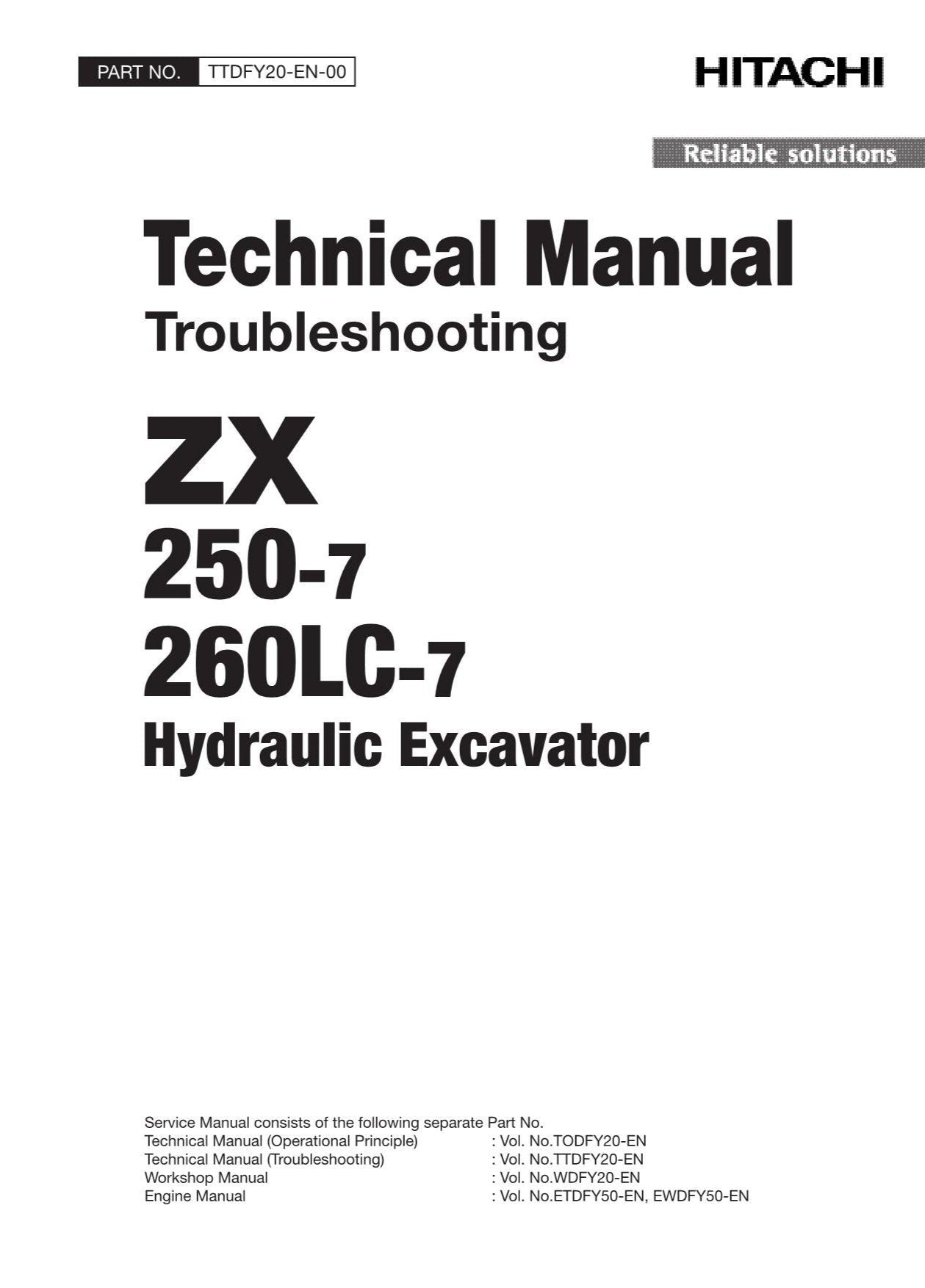 Hitachi ZX250-7 ZX260LC-7 Troubleshooting Excavator Service Manual Oceanian ver