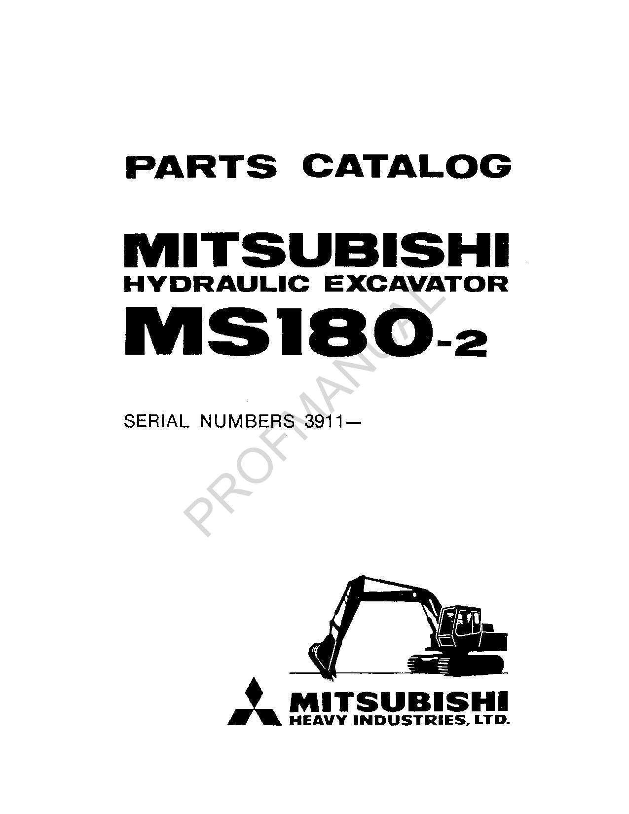 Caterpillar Mitsubishi hydraulic Excavator MS180 2 Parts Catalog Manual 3911-Up