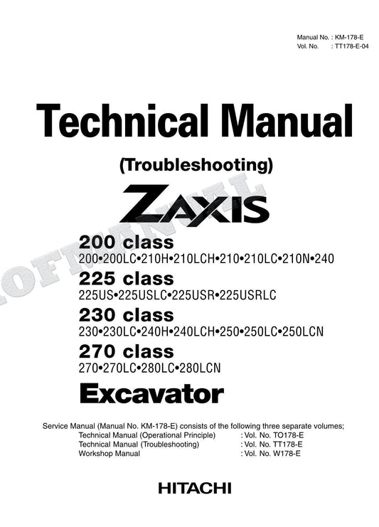 HITACHI ZX200 ZX225 Excavator Service manual Troubleshoot TT178-E-04 Big Schemes