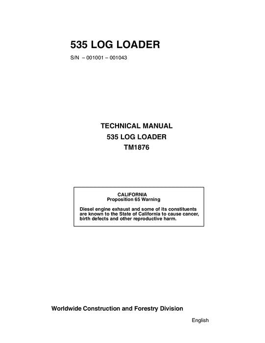 JOHN DEERE 535 KNUCKLEBOOM LOADER SERVICE REPAIR MANUAL