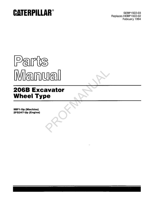 Caterpillar Cat 206B Bagger Radtyp Teilekatalog Handbuch