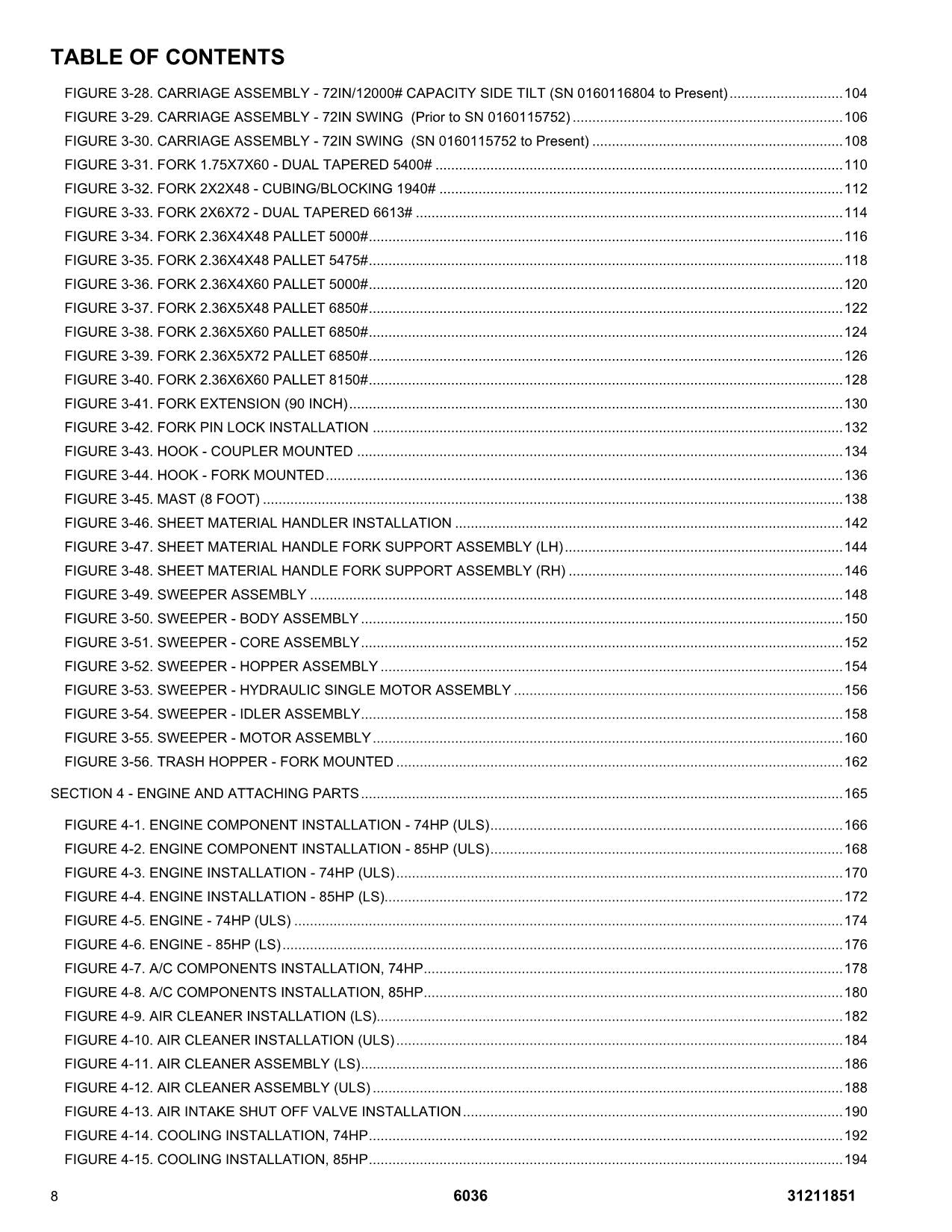 SKYTRAK 6036 Telehandler Parts Catalog Manual