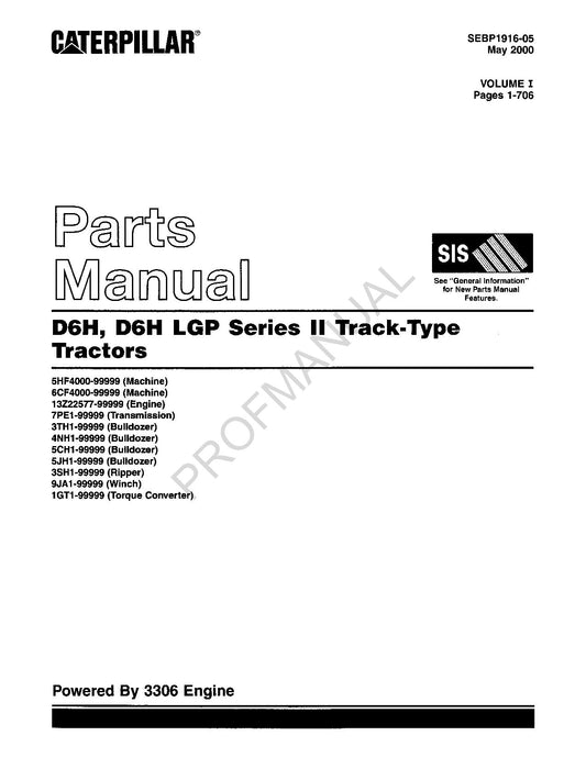 Catalogue de pièces détachées pour tracteur à chenilles Caterpillar D6H D6H LGP Ser 2 SEBP1916