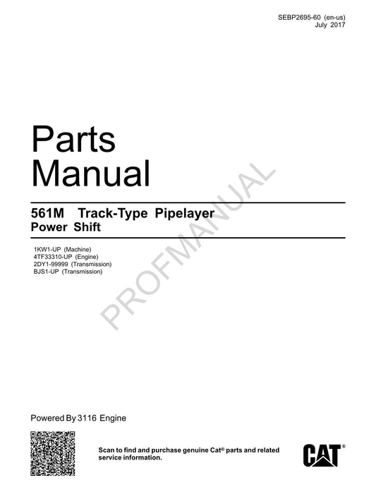 Catalogue de pièces détachées pour poseur de canalisations à chenilles Caterpillar 561M Power Shift