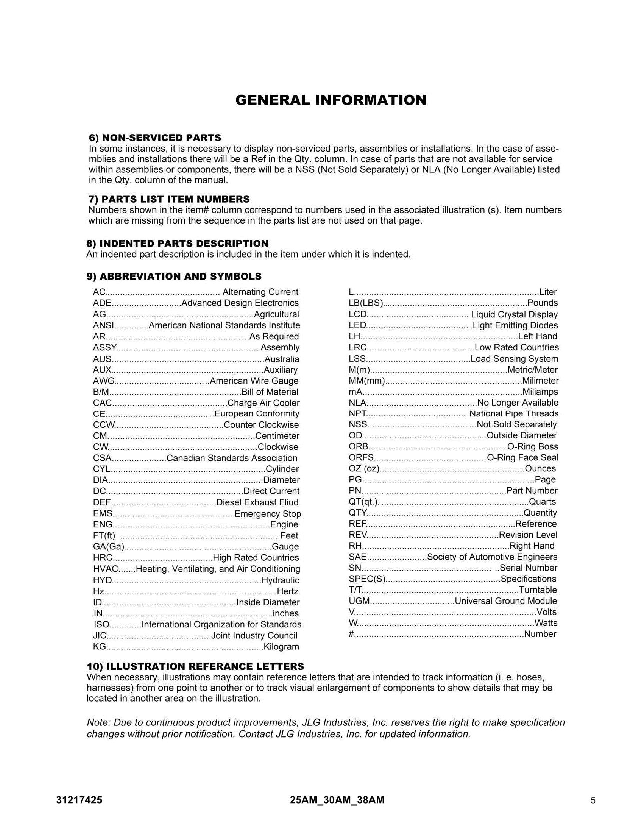 TOUCAN 25AM 30AM 38AM Vertical Mast Parts Catalog Manual