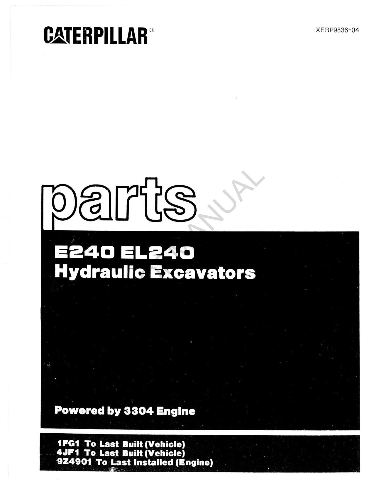 Caterpillar Cat E240 EL240 Hydraulikbagger Teilekatalog Handbuch