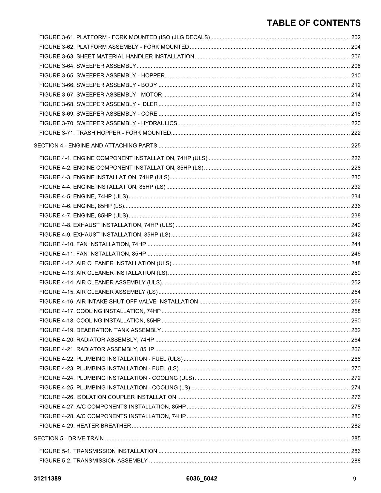 SKYTRAK 6036 6042 Telehandler Parts Catalog Manual 31211389