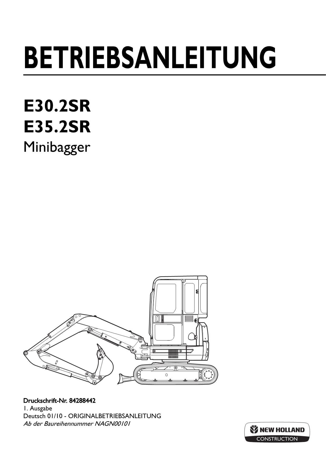 New Holland E30 2SR E35 2SR Bagger Betriebsanleitung