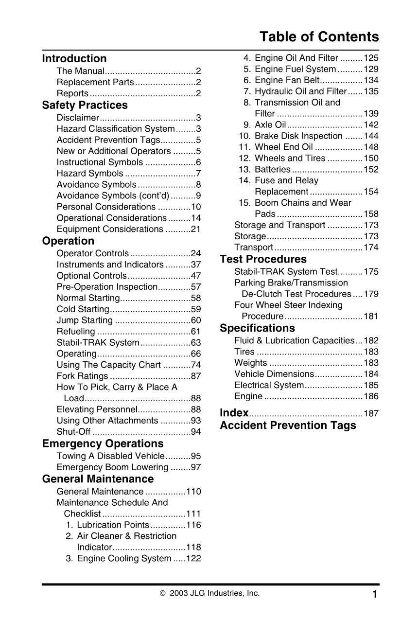 SKYTRAK 10042 Telehandler Maintenance Operation Operators Manual 8990501