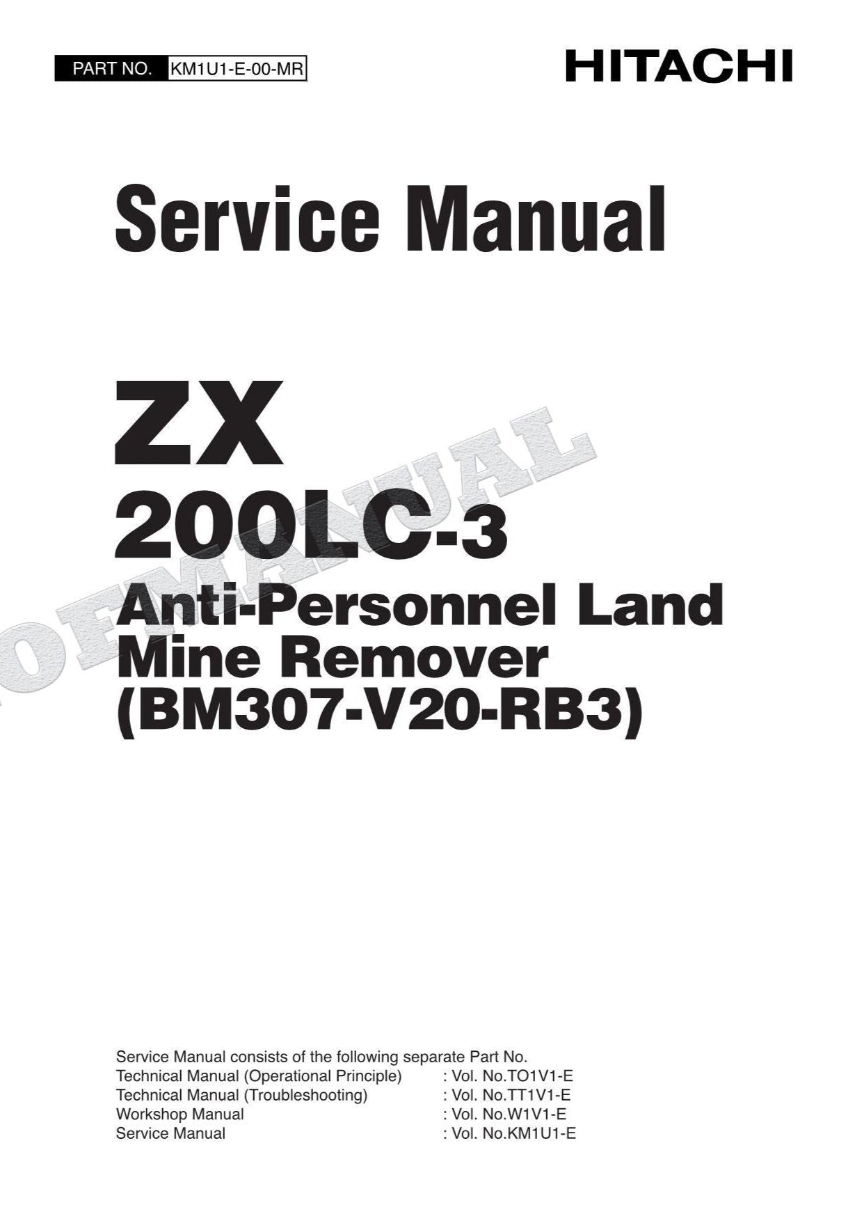 HITACHI ZX200LC-3 Anti-Personnel Land Mine Remover Service Manual