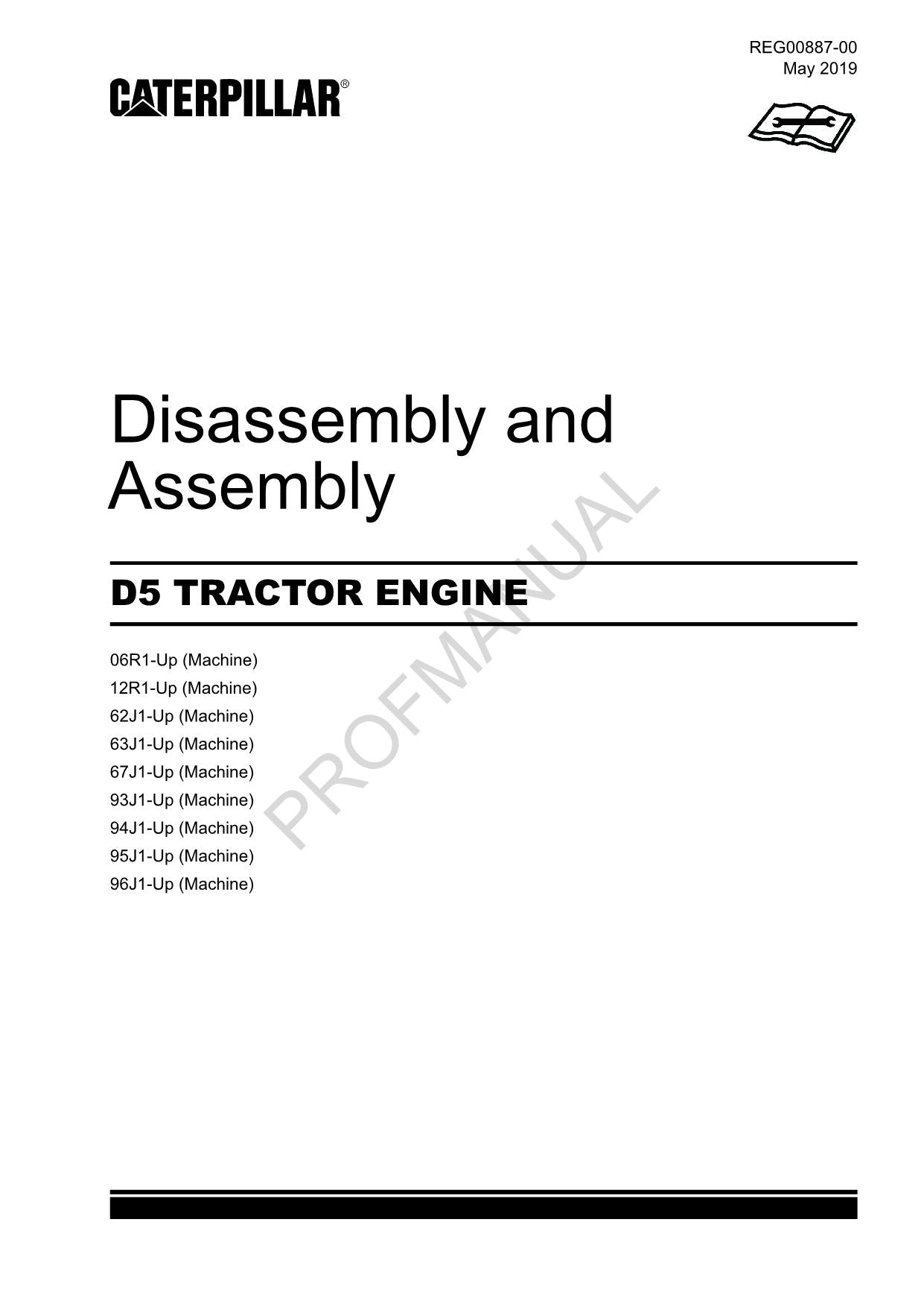 Caterpillar CAT D5 TRACTOR ENGINE Manual Disassembly Assembly