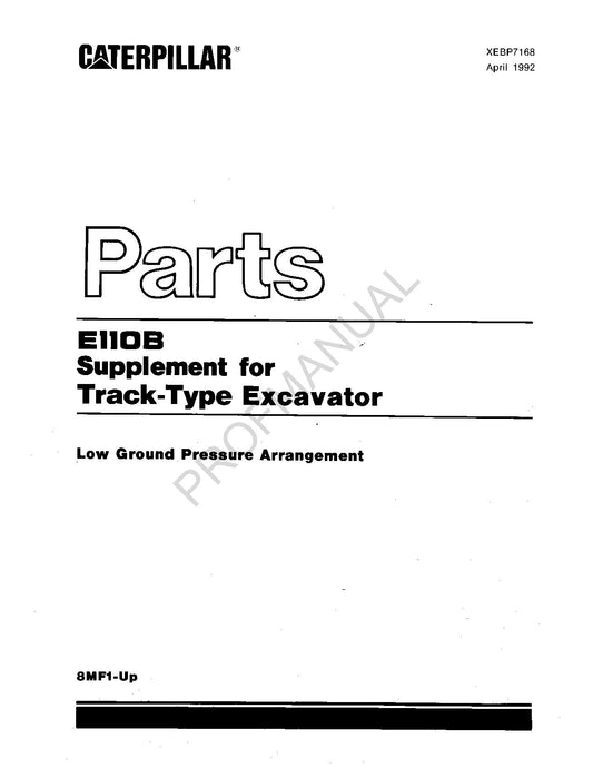 Caterpillar Cat E110B Supplement Track Type Excavator Parts Catalog Manual