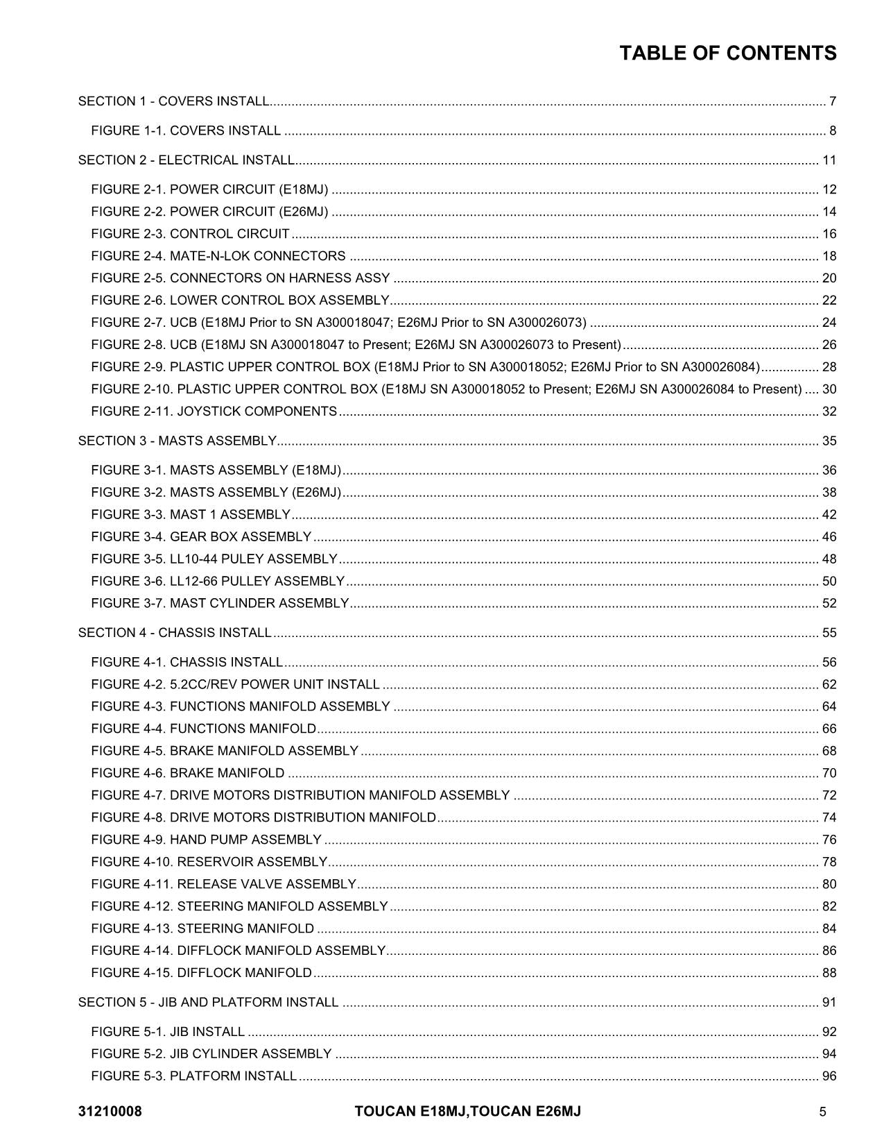 TOUCAN E18MJ E26MJ Vertical Lift Parts Catalog Manual Multi language