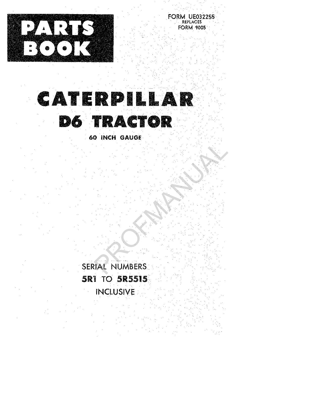 Catalogue de pièces détachées pour tracteur Caterpillar Cat D6, manuel, série 5R1-5155