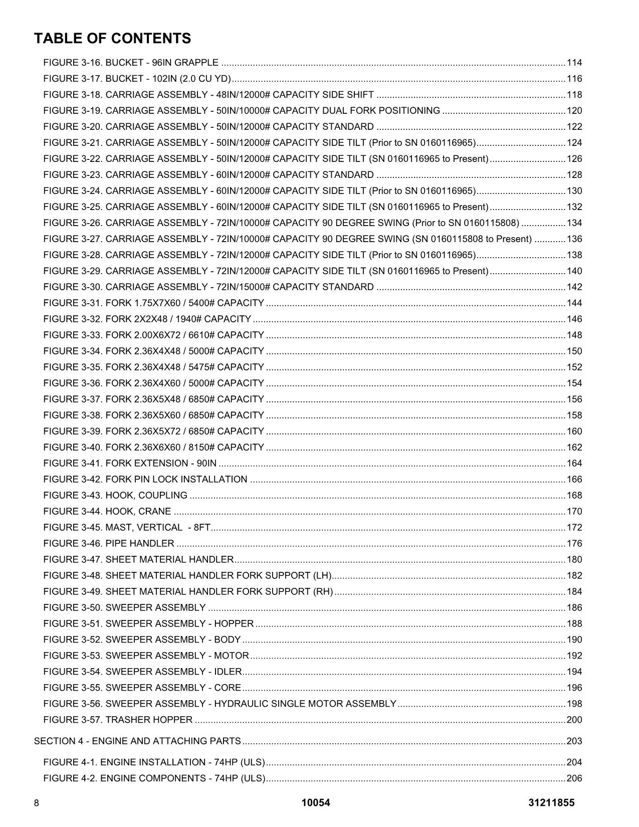 SKYTRAK 10054 Telehandler Parts Catalog Manual 31211855