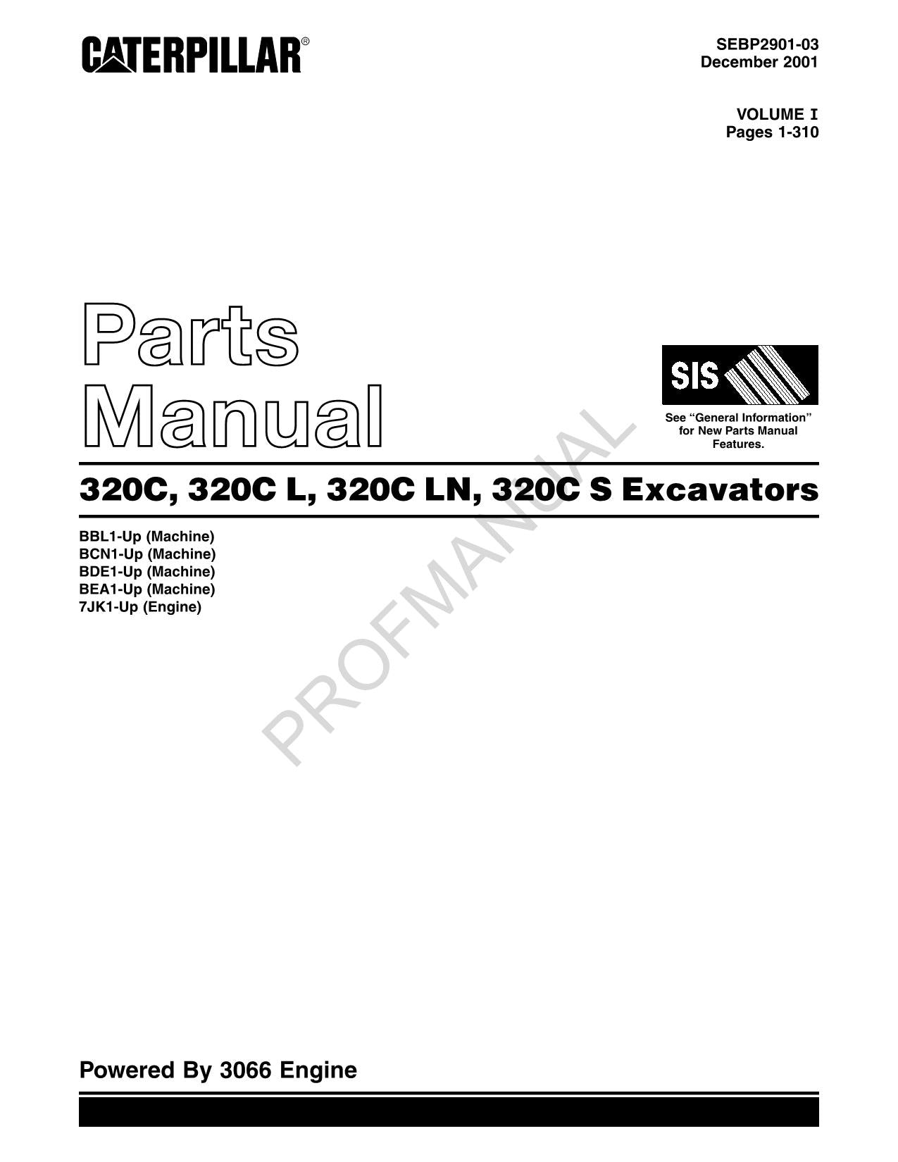 Caterpillar Cat 320C 320C L 320C LN 320C S Excavator Parts Catalog Manual