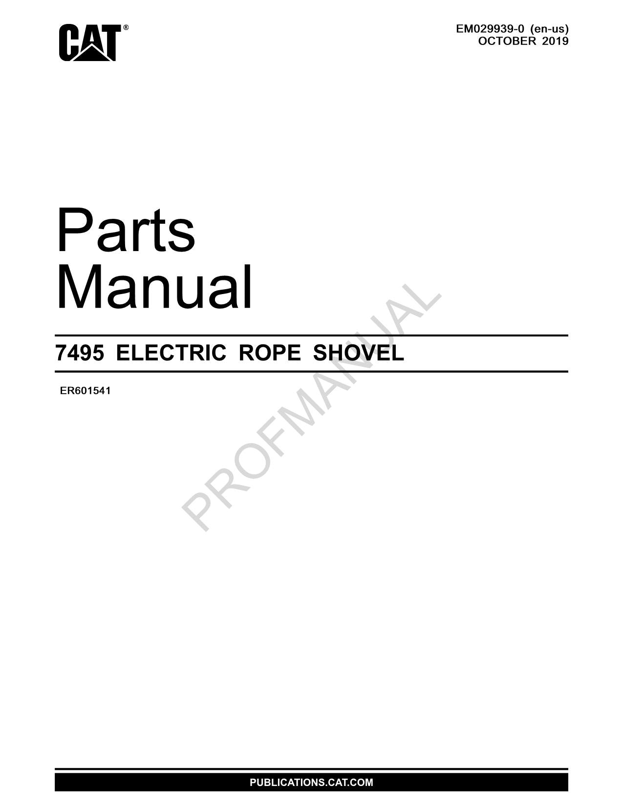 Caterpillar Cat 7495 ELEKTRISCHE SEILSCHAUFEL Ersatzteilkatalog Handbuch Ser. ER601541