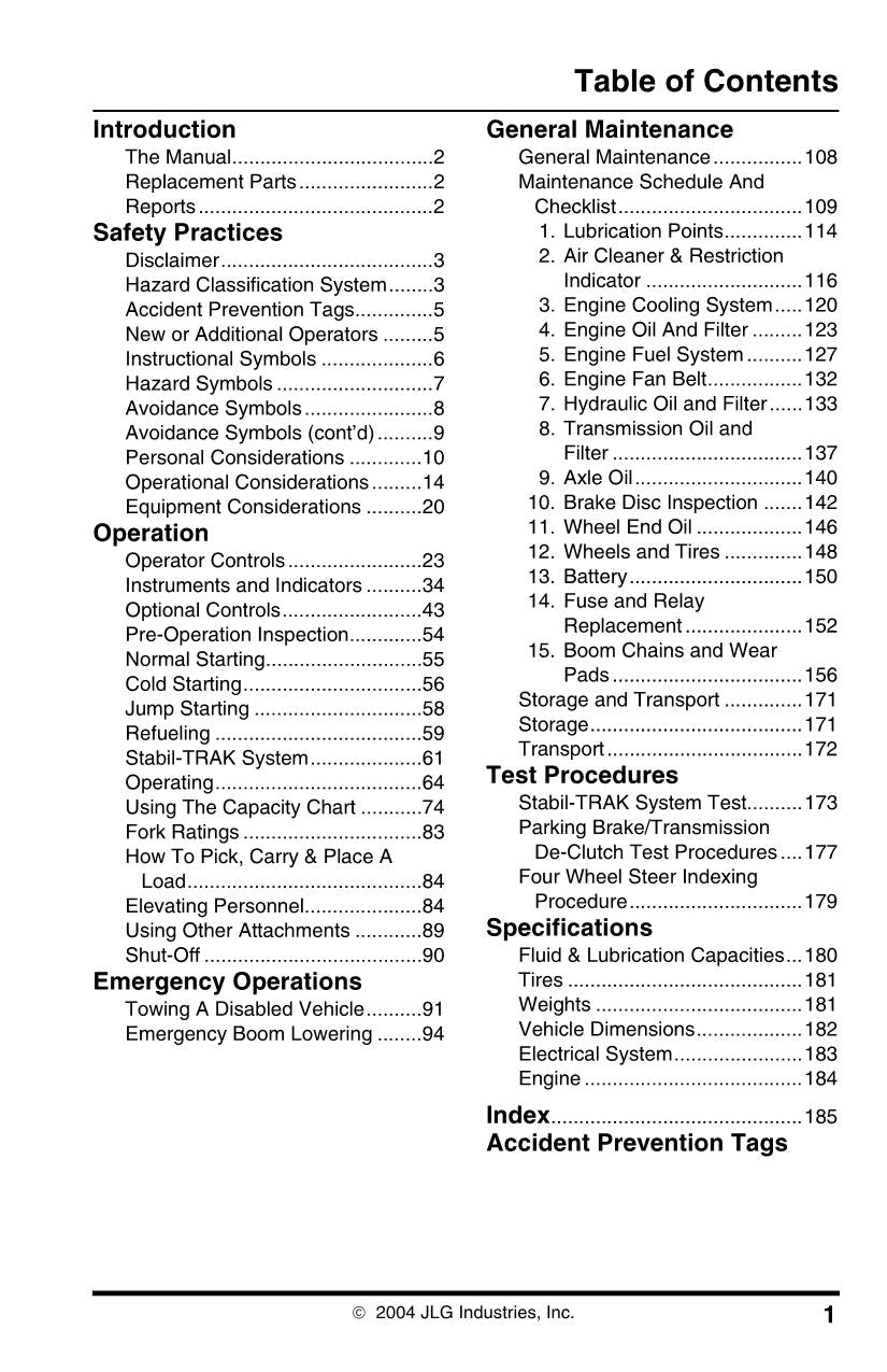 SKYTRAK 6042 Telehandler Maintenance Operation Operators Manual 3126022