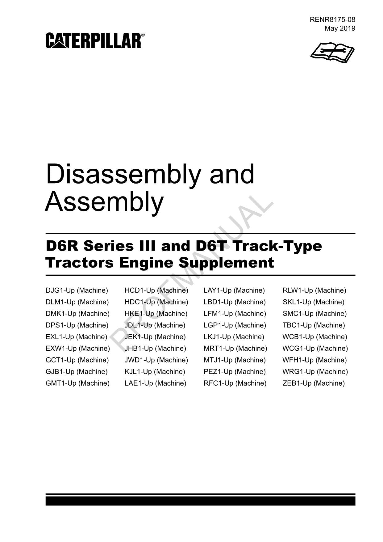 Caterpillar D6R Series 3 D6T Track Tractor Engine Suppl Manual Disassembly Assem